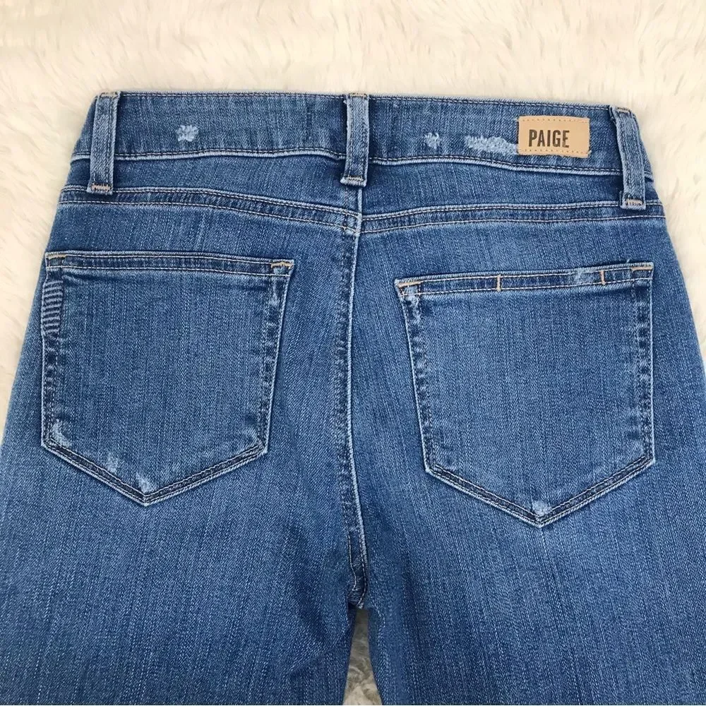 PAIGE Skyline Skinny Crop Jean North Star Distressed Medium Wash Size 24 New‎